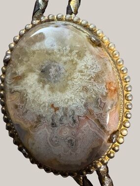 Vintage western bolo tie with large jasper stone pendant